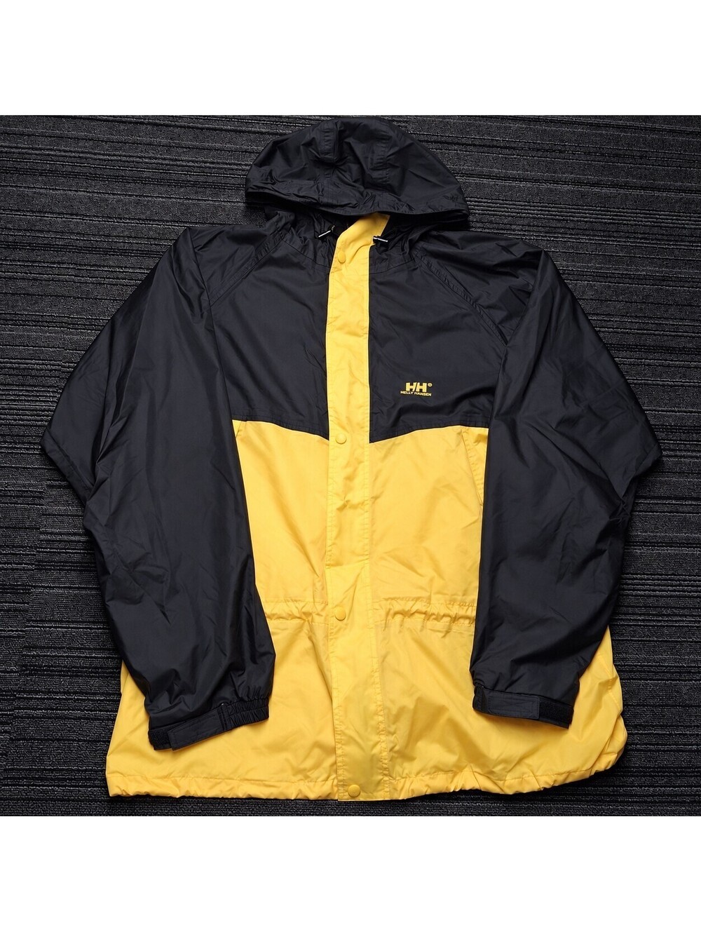 Helly Hansen Helly Tech Mens XXL Yellow Black Hooded Rain Jacket Windbreaker
